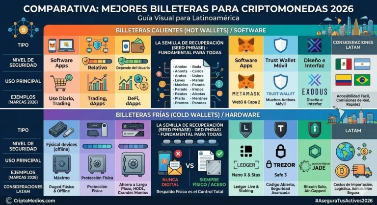Mejores billeteras para criptomonedas en 2026: Asegura tu futuro digital en Latinoamérica