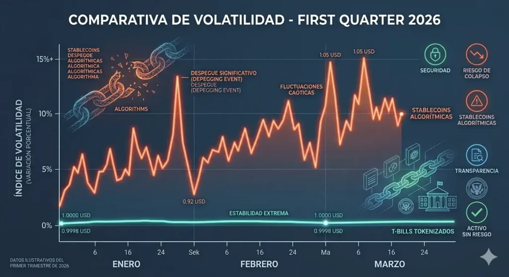 Comparativa de volatilidad - Stablecoins Algorítmicas vs. T-Bills Tokenizados