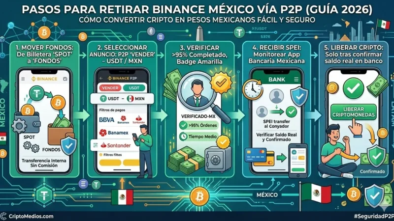 Cómo retirar Binance de un banco en México: Guía Definitiva 2026