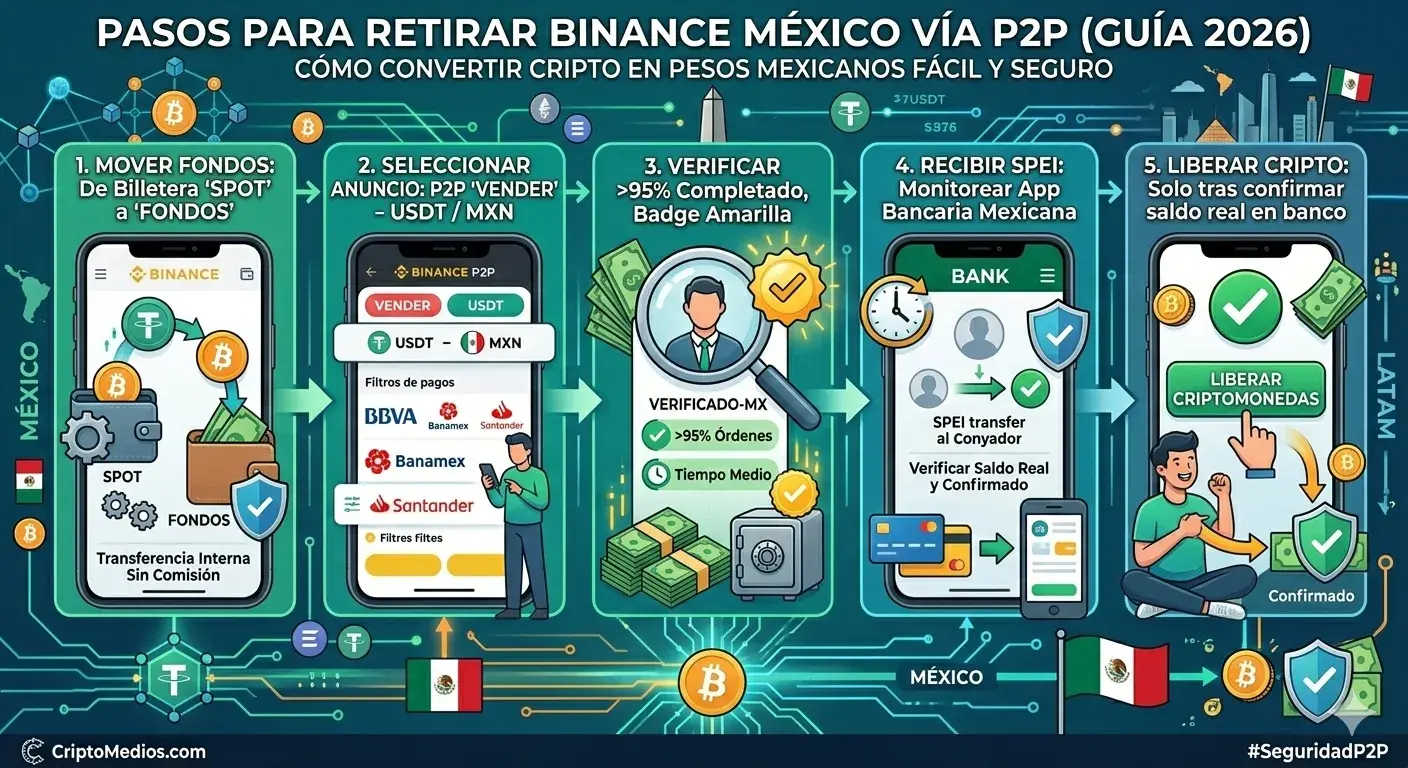 Cómo retirar Binance de un banco en México: Guía Definitiva 2026